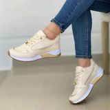 Women's Platform Sneakers Perforated Lace Up Rounded Toe – Sporty Streetwear