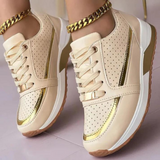 Women's Platform Sneakers Perforated Lace Up Rounded Toe – Sporty Streetwear