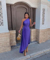Women's Pleated Midi Dress One Shoulder Ruched Waist – Wedding Guest