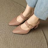 Women's Pointed Toe Buckle Slingback Block Heels – Wedding Guest