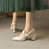 Women's Pointed Toe Buckle Slingback Block Heels – Wedding Guest