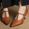 Women's Pointed Toe Pumps T Strap Side Buckle – Formal Events