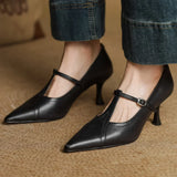 Women's Pointed Toe Pumps T Strap Side Buckle – Formal Events