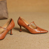 Women's Pointed Toe Pumps T Strap Side Buckle – Formal Events