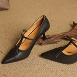 Women's Pointed Toe Pumps T Strap Side Buckle – Formal Events