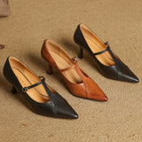 Women's Pointed Toe Pumps T Strap Side Buckle – Formal Events