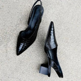 Women's Pointed Toe Slingback Block Heels – Office Going Out
