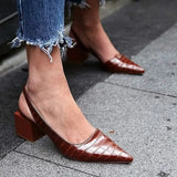 Women's Pointed Toe Slingback Block Heels – Office Going Out