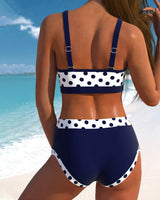 Women's Polka Dot Bikini Set V Neck Bow Front – Beach Vacation Swim