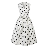 Women’s Polka Dot Midi Cocktail Dress Sleeveless Tie Waist – Anniversary Dinners