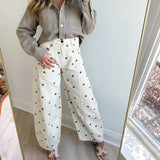 Women's Polka Dot Print High Waist Jeans Button Front Wide Leg – Going Out