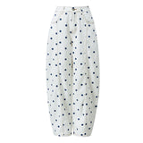 Women's Polka Dot Print High Waist Jeans Button Front Wide Leg – Going Out