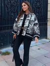 Women's Printed Utility Jacket Open Front Shawl Collar Long Sleeve – Going Out