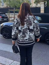 Women's Printed Utility Jacket Open Front Shawl Collar Long Sleeve – Going Out