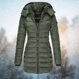 Women’s Puffer Jacket High Neck Horizontal Quilting Long Sleeves – Cold-Weather Travel