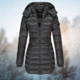 Women’s Puffer Jacket High Neck Horizontal Quilting Long Sleeves – Cold-Weather Travel