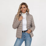 Women's Puffer Jacket Stand Collar Zip Front Long Sleeve – Travel Days