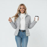 Women's Puffer Jacket Stand Collar Zip Front Long Sleeve – Travel Days
