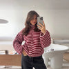 Women's Ribbed Cardigan Full Zip High Collar Flare Sleeve - Casual