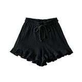 Women's Ruffle Shorts White Elastic Waist Hem Ruffle – Summer Essentials