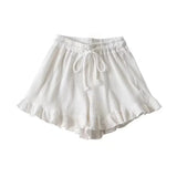 Women's Ruffle Shorts White Elastic Waist Hem Ruffle – Summer Essentials