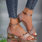 Women's Sandals Ankle Strap Block Heel Open Toe – Evening Event