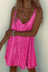 Women's Sequin Mini Dress V Neck Spaghetti Strap – Cocktail Party