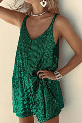 Women's Sequin Mini Dress V Neck Spaghetti Strap – Cocktail Party