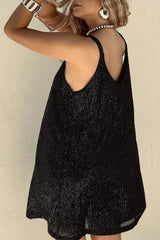 Women's Sequin Mini Dress V Neck Spaghetti Strap – Cocktail Party
