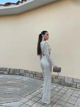Women’s Sequin Set Round Neck Crop Top High Waist – Evening Receptions