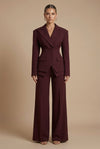 Women’s Set Suit Notched Collar Waist Button Detail – Evening Engagements