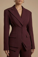 Women’s Set Suit Notched Collar Waist Button Detail – Evening Engagements