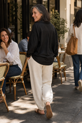 Women’s Set Turn Down Collar Button Front Shirt Elastic Waist Pants – Cafe Meetups