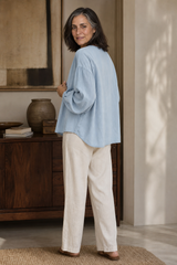 Women’s Shirt Button Closure Round Neck Long Sleeve – Weekend Markets