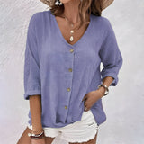 Women's Shirt V Neck Button Front Long Sleeve – Going Out