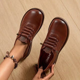 Women’s Shoes Round Toe Lace-Up Stitched Panels – Neighborhood Shopping