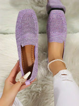 Women’s Shoes Slip-On Openwork Square Toe Low Heel – Art Fair Visit