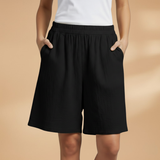 Women's Shorts Tie Front Wide Leg Side Pockets Mid Length – Farmers Market