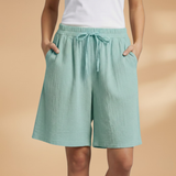 Women's Shorts Tie Front Wide Leg Side Pockets Mid Length – Farmers Market