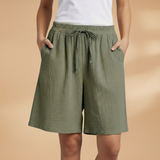 Women's Shorts Tie Front Wide Leg Side Pockets Mid Length – Farmers Market
