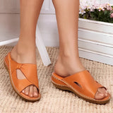 Women's Slide Sandals Open Toe Cut Out Wide Strap – Daily Wear