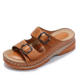 Women's Slide Sandals Open Toe Double Strap Buckle Platform – Daytime Outings