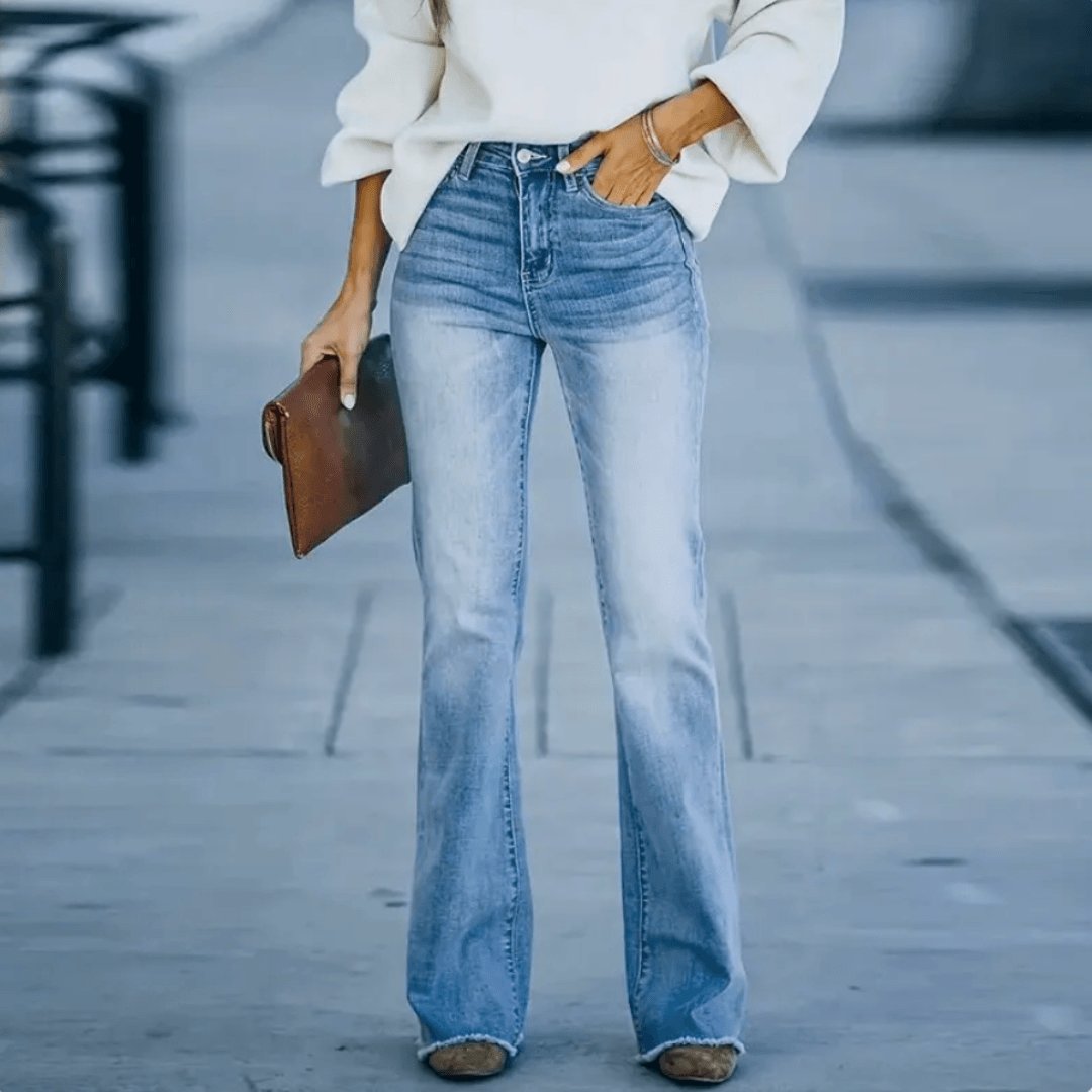 Women's Slim Flare Jeans High Waist Denim Button Fly – Everyday Wear