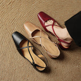 Women's Slingback Heels Cross Strap Square Toe – Office Wear Casual