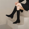 Women's Slip On Knee High Boots Almond Toe Low Block Heel – City Outing
