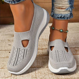 Women's Slip On Walking Shoes Knit Cutout Round Toe – Casual Walking