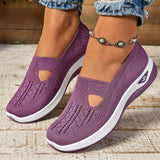 Women's Slip On Walking Shoes Knit Cutout Round Toe – Casual Walking