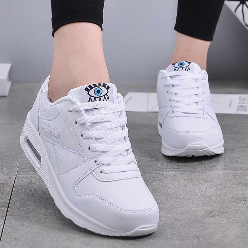 Women's Sneakers Eye Graphic Lace Up Low Top Raised Sole – Everyday Wear