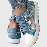 Women’s Sneakers Lace-Up Dotted Panels Rounded Toe Cap – Market Visit