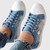 Women’s Sneakers Lace-Up Dotted Panels Rounded Toe Cap – Market Visit
